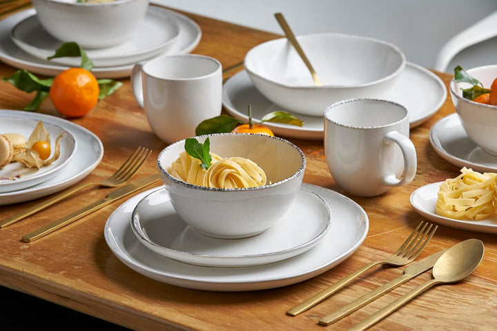 Van Well | URBAN Kombiservice 16teilig creme für 4 Personen im modernen Design aus Keramik Steinzeug