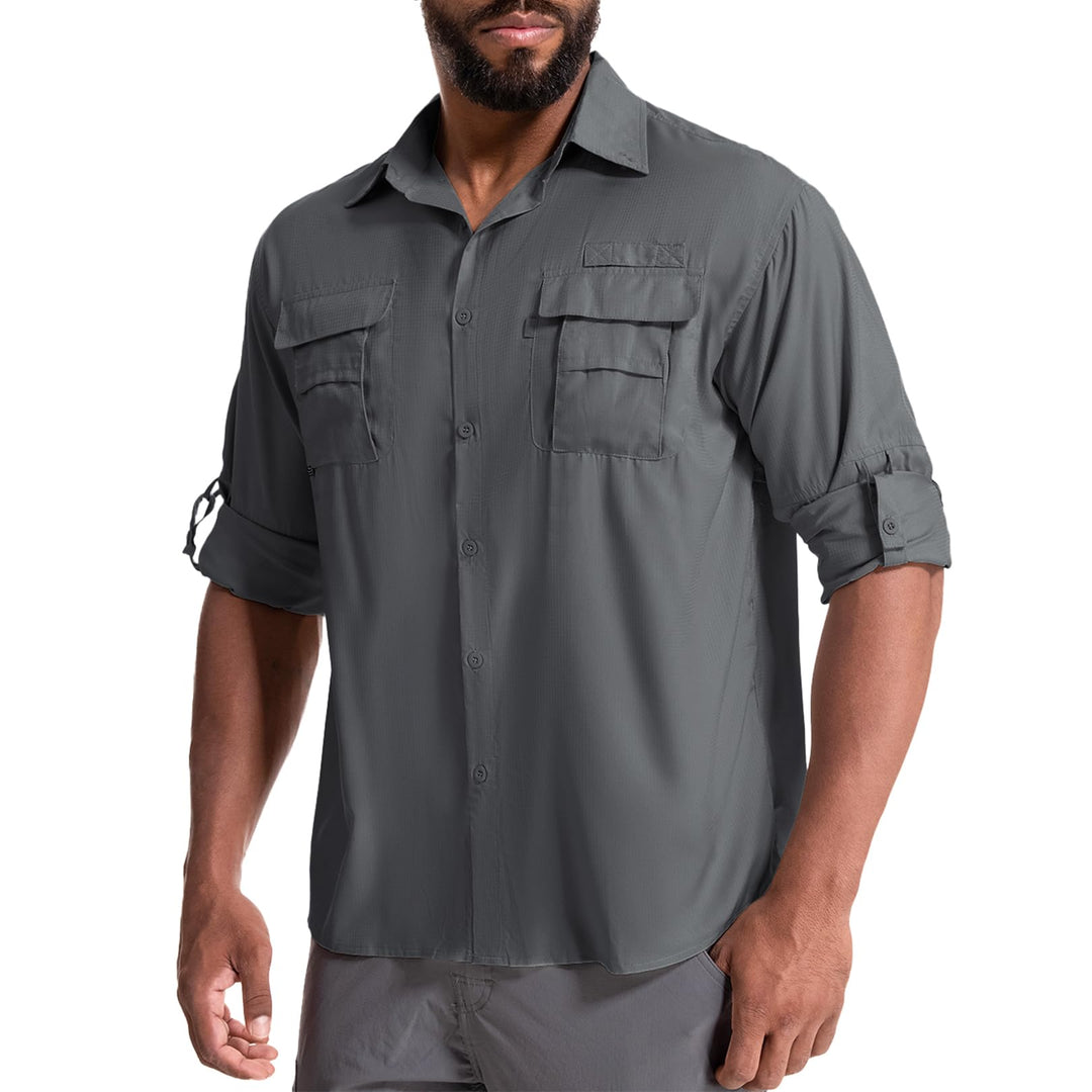 yeyity Outdoor Langarm Safari Hemd UPF50 UV Schutz Funktionshemd Atmungsaktiv Button Down Hemd für W