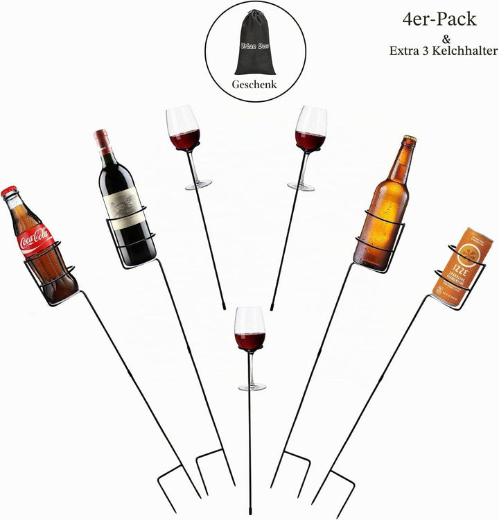 Urban Deco Metall Robuster Getränkehalter, 7er-Set, 4 Packungen Plus 3 Zusätzliche Schwarze Schwarz