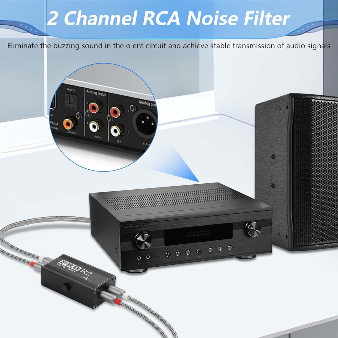 CERRXIAN RCA Ground Loop Noise Isolator, Hum Eliminator, RCA 2 Kanal Passive Isolation Transformer,