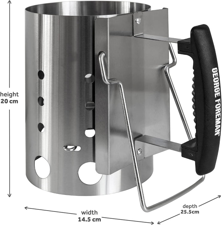 George Foreman Holzkohle-Starter, 14 cm Durchmesser, tragbarer Grill, Kohlebrenner, leicht und langl