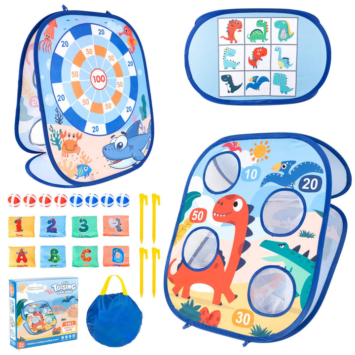 Wurfspiel Dartscheibe für Kinder, Spiele für Kinder ab 3, 3 in 1 Sitzsack Wurfspiel Geburtstagsgesch