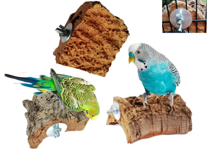 Mineralsteinersatz, 3er Set Kork-Pickstein, perfekte Alternative zur Sepiaschale, Wellensittich und