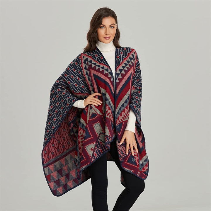 Damen Herbst/Winter Poncho mit Quaste, 130 * 150CM Warm Poncho-Schal Überwurf Strick Cape Elegant Um
