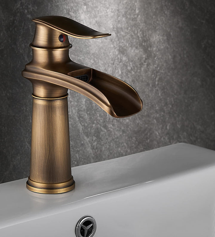 SJQKA Waschtisch Armatur Wasserfall Schwarz, Waschtischarmatur Hoch Retro, Hoch Wasserhahn Wasserfal