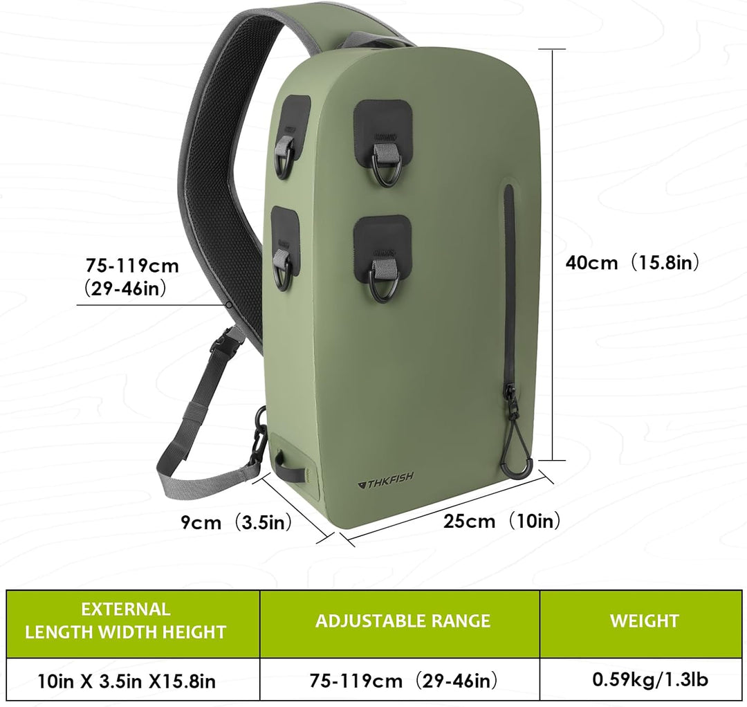 THKFISH Angelrucksack Wasserdicht IPX8, 9L Angel Tasche für Angeln mit Luftdichtem Reissverschluss,f