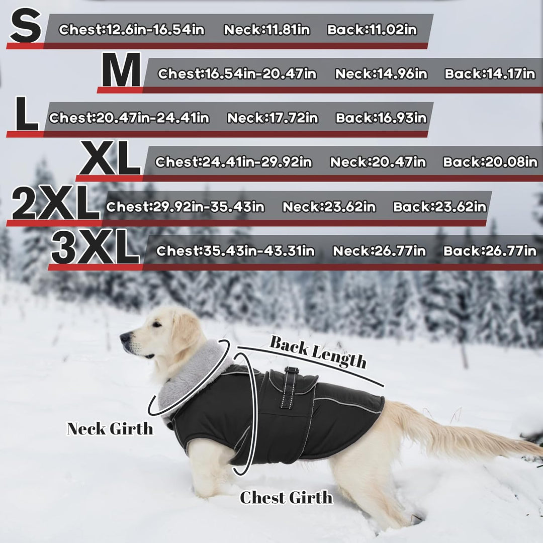 Lelepet Hundejacke Winter Warmer Hundemantel, Wasserdichter Wintermantel Fleece Hundeweste für Mitte