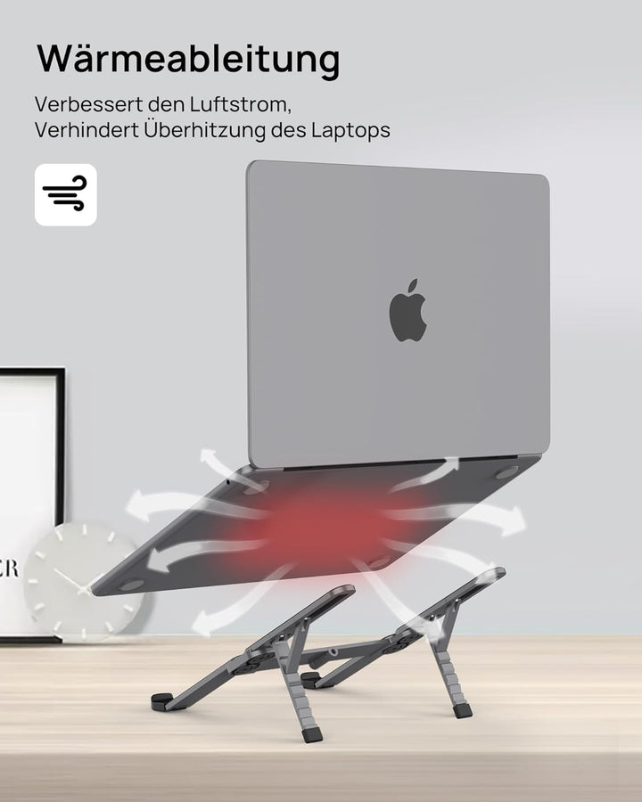 SODI Laptop Ständer, Faltbarer Aluminium Notebook Ständer, Höhenverstellbarer Laptopständer Belüftet