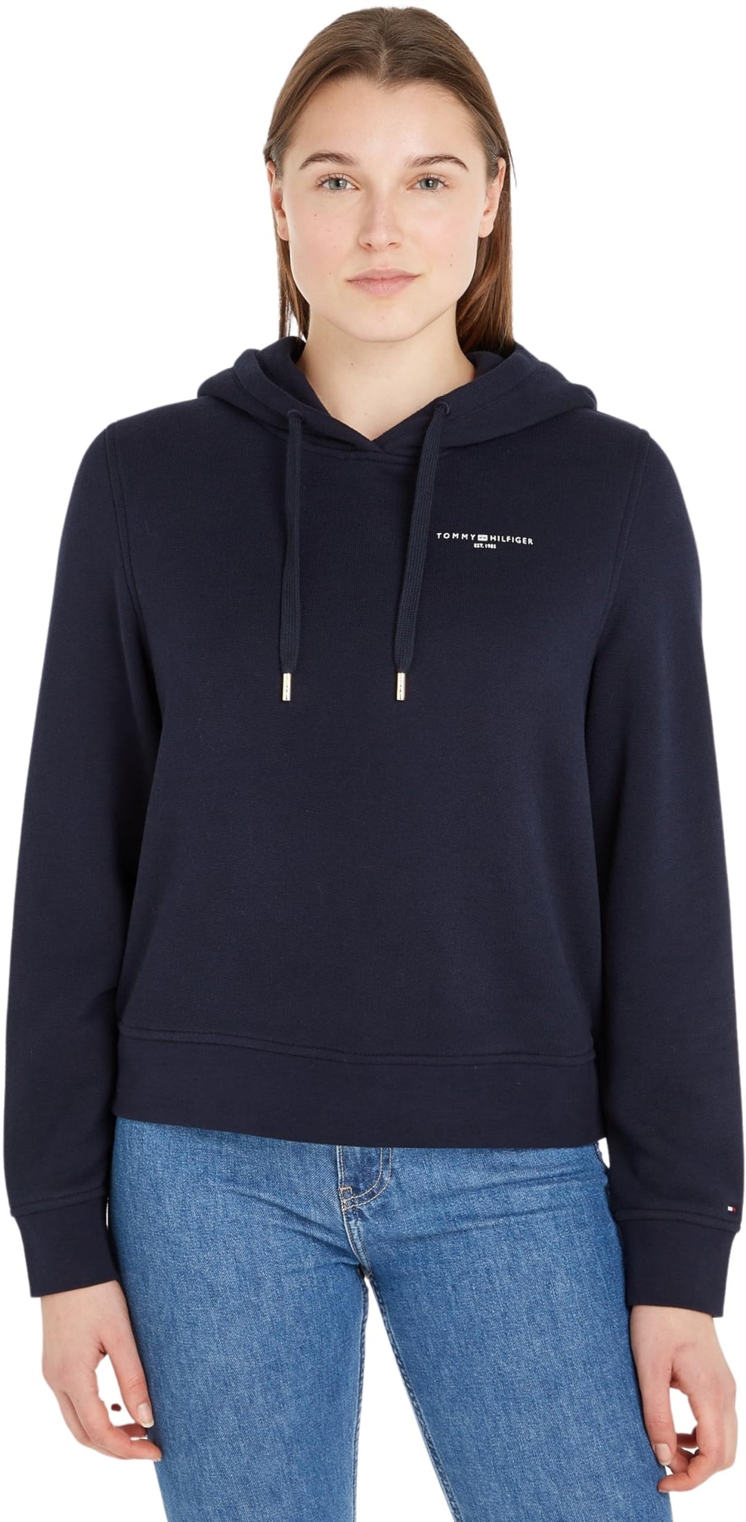 Tommy Hilfiger Damen Hoodie Logo Hoodie mit Kapuze XS Blau (Desert Sky), XS Blau (Desert Sky)
