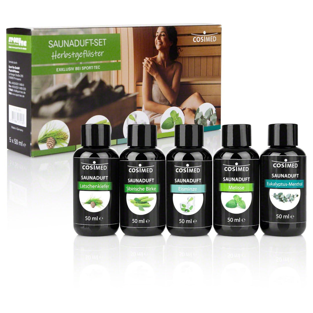 Sport-Tec Saunaduft-Set: 5 Flaschen à 50 ml, Made in Germany, Saunaaufguss C - Herbstgeflüster, C -