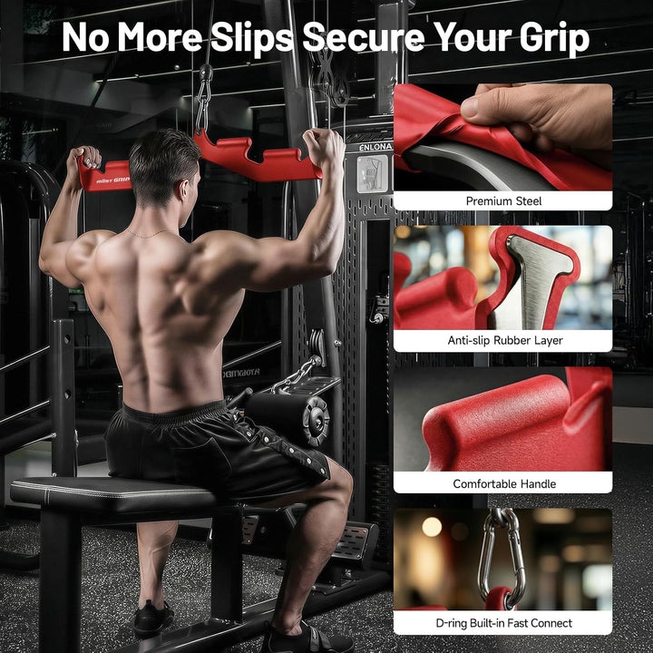 Latzugstange mit 6 Ergonomischen Griffen, Rutschfest Latzug Griff für Das Fitnessstudio Zu Hause, La