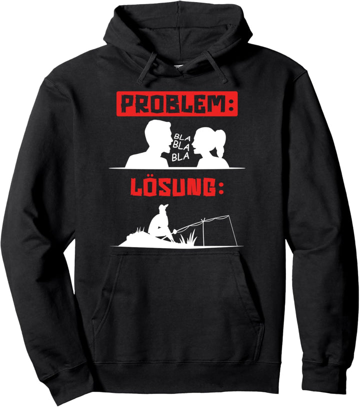 Problem Lösung Angeln Karpfen Hecht Mann Carp Fishing Pullover Hoodie
