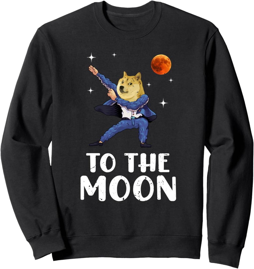 Dogecoin to the Moon Shirt, Funny Dabbing Dogecoin Meme Coin Sweatshirt
