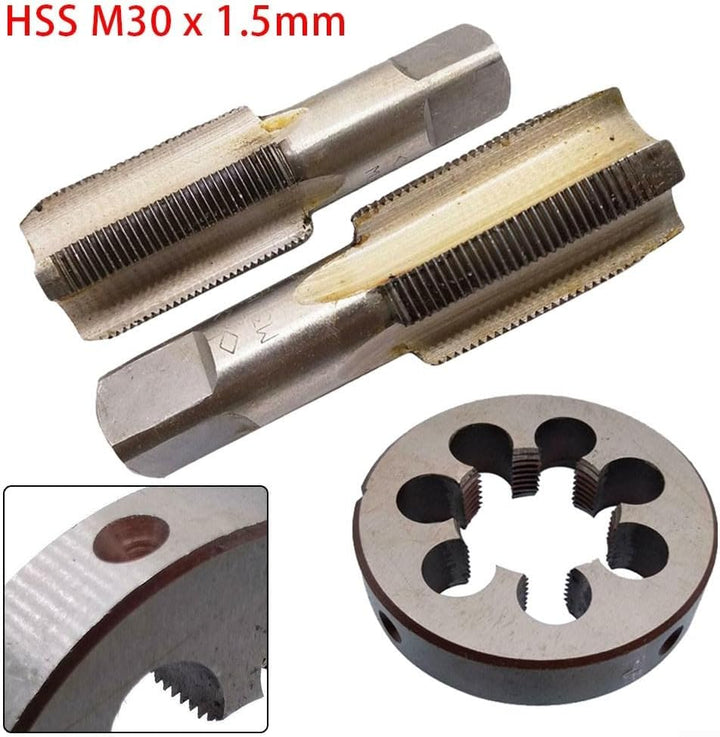 Gewindeschneider-Set, Hochgeschwindigkeitsstahl, M30 x 1,5 mm, Kegel und Gewindebohrer und M30 x 1,5