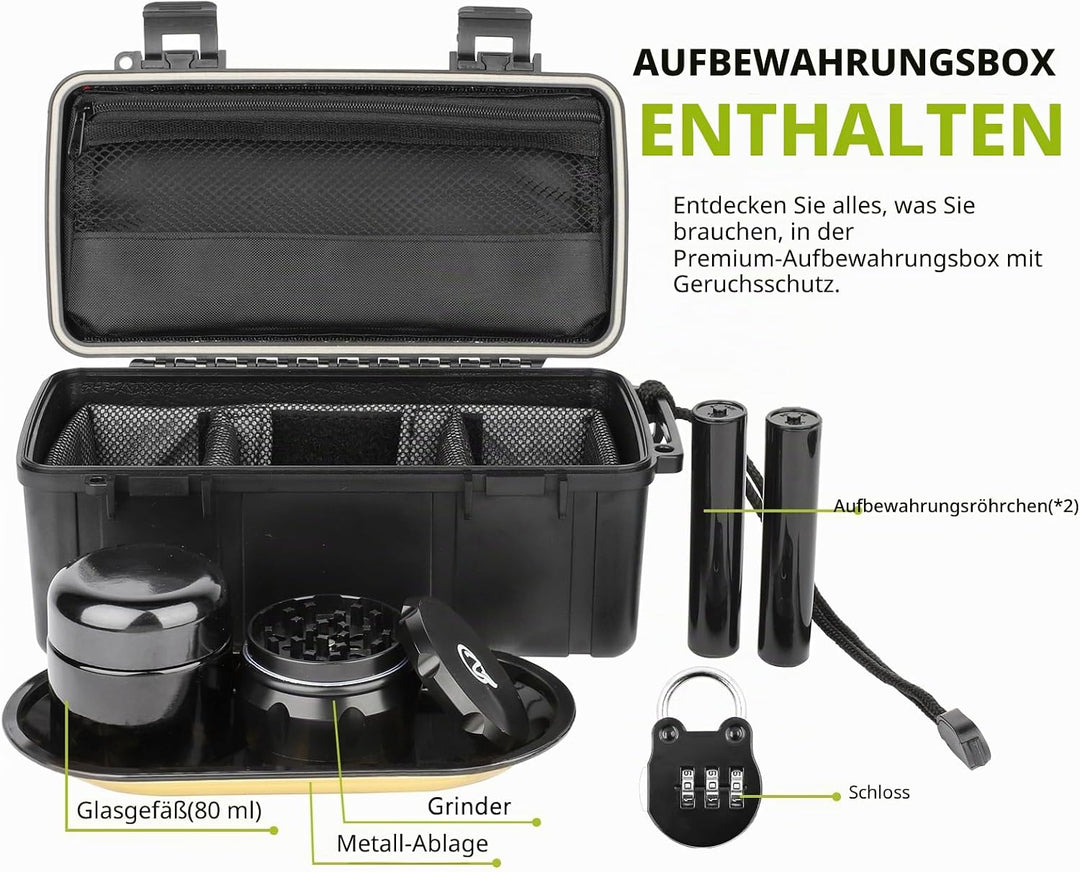 OZCHIN Schwarze Aufbewahrungsbox Robuster Aufbewahrungsbehälter mit Zahlenschloss ABS-Kunststoff-Auf