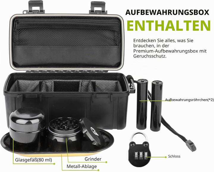OZCHIN Schwarze Aufbewahrungsbox Robuster Aufbewahrungsbehälter mit Zahlenschloss ABS-Kunststoff-Auf