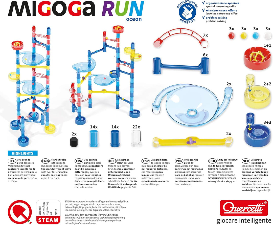 Quercetti - Migoga Ocean Spinning, Bauspiel - Kugelbahn für Kinder