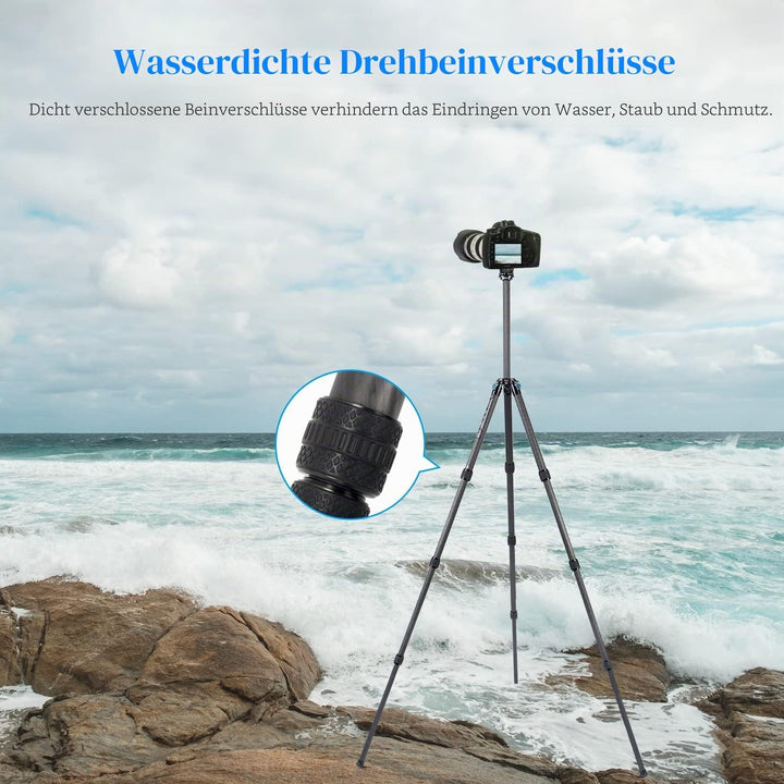 SIRUI Wasserdichtes Carbonfaser-Stativ, 175CM Professionelles Schwerlast-Kamerastativ mit dreieckige