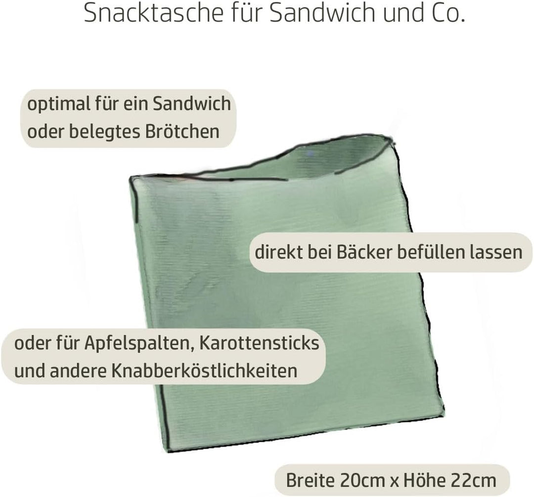 Kumanu | Bio-Bienenwachstuch - Snacktasche PAUSENPETER | Bienenwachstasche B20 x H22cm | plastikfrei