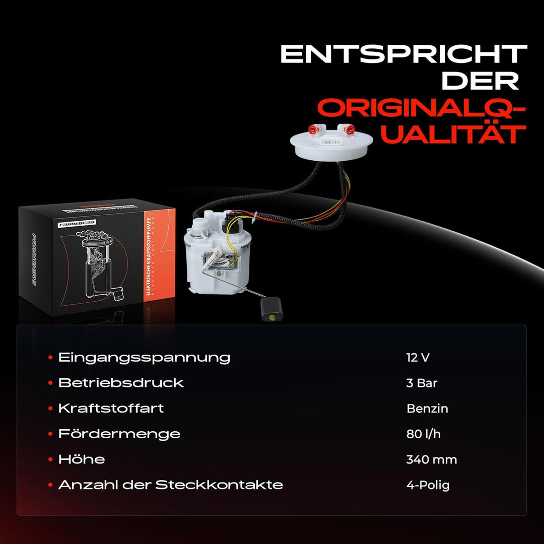 Frankberg Kraftstoffpumpe Benzinpumpe Kraftstoff-Fördereinheit Modul Satz 4-Polig Kompatibel mit Mon
