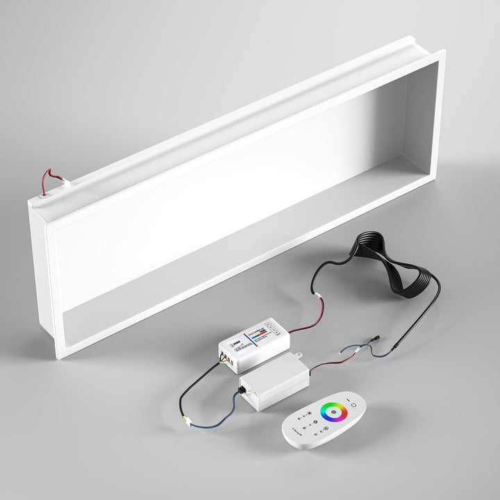 Wandnische Dusche Edelstahl mit RGB LED, Wandnische Bad Nische Duschnische Befliesbar mit Fernsteuer