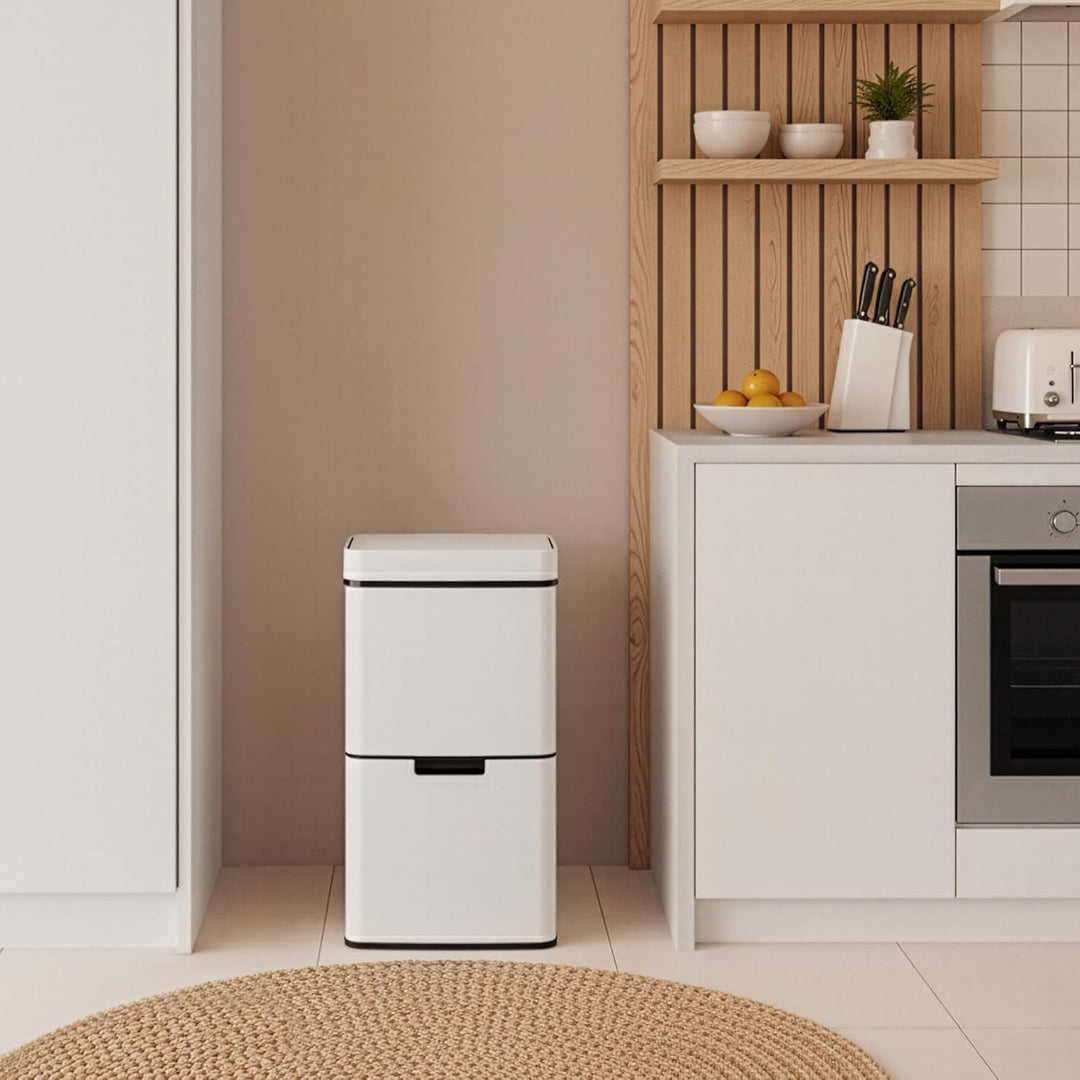 [en.casa] Sensor Mülleimer Venna Küche Mülltrennsystem 3 Fächer 62 L Abfalleimer Edelstahl mit Decke