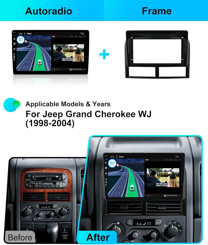 JOYX - 6G+128G - Android 13 IPS Autoradio Passt für Jeep Grand Cherokee WJ (1998-2004) - Kabellos Ca