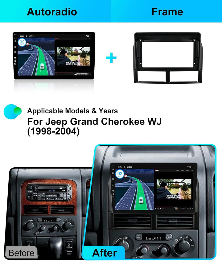 Android 15 IPS Autoradio Passt für Jeep Grand Cherokee WJ (1998-2004) - Eingebautes CarPlay Android