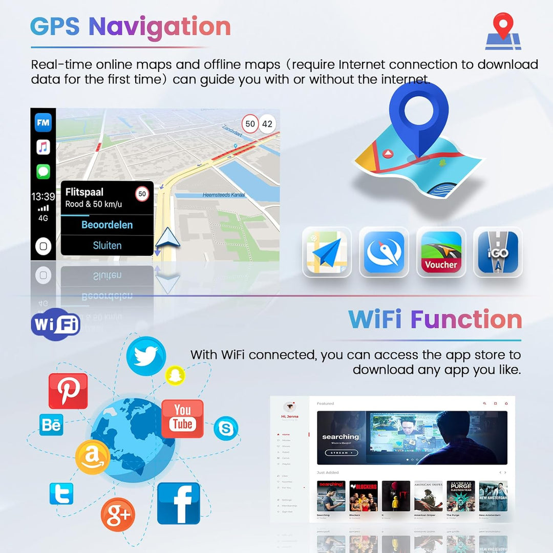 [2+64GB] Android 13 Autoradio, für FIAT 500 (2007-2015), Carplay AndriodAuto Wireless, Bildschirm To