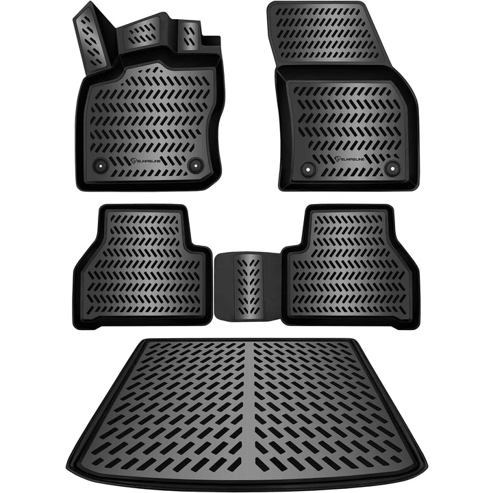 ELMASLINE Gummimatten & Kofferraumwanne Set für VW Caddy 5 (V) 2020-2025 | Nicht für Maxi/Grand (Lan