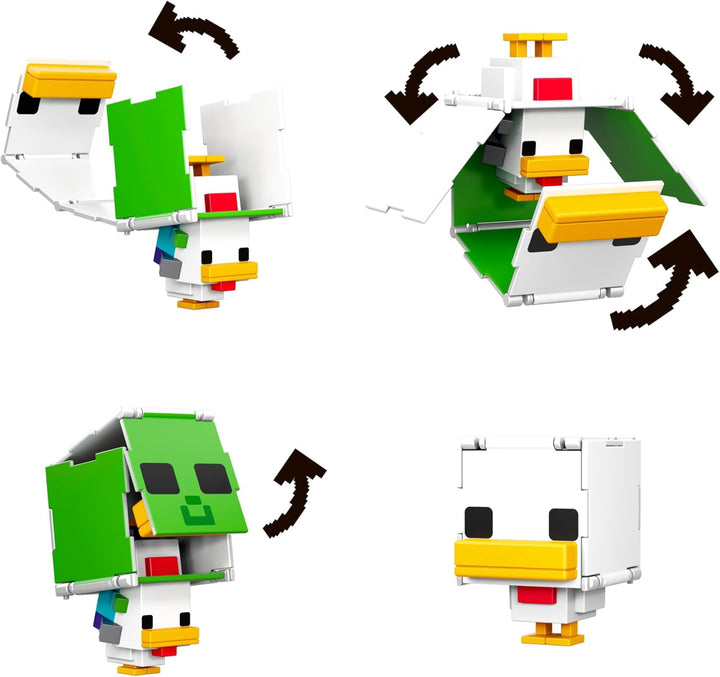 Mattel Minecraft Flippin’ Figs Schaf und Huhn 2er-Figurenpack mit 2-in-1-Spielfiguren, grossen Köpfe