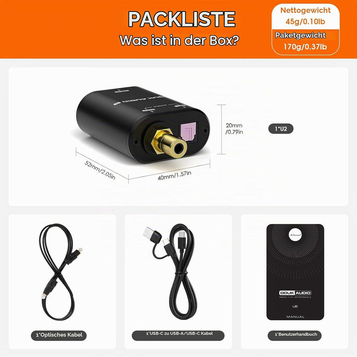 Douk Audio U2 USB Konverter XMOS XU208 Digitale Schnittstelle TOSLINK Koaxial DOP SPDIF Adapter DSD6