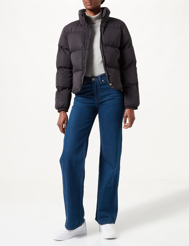 Urban Classics Damen Ladies Short Peached Puffer Jacket Jacke S Schwarz, S Schwarz