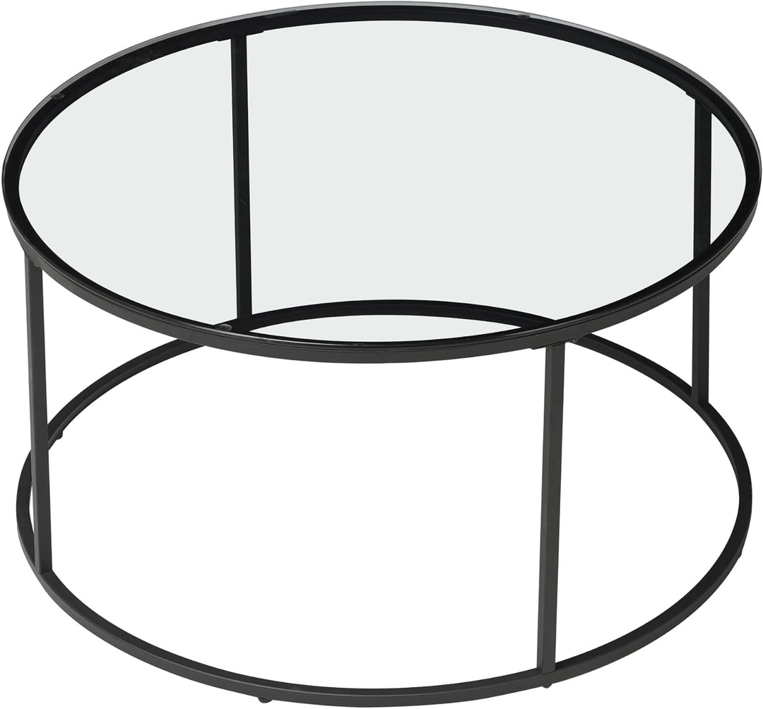 [en.casa] Couchtisch Kolari 45 x 80 cm Beistelltisch Wohnzimmertisch Glastisch Sofatisch rund Rauchg