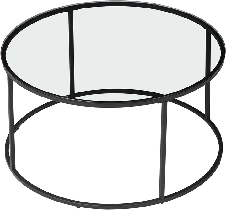 [en.casa] Couchtisch Kolari 45 x 80 cm Beistelltisch Wohnzimmertisch Glastisch Sofatisch rund Rauchg
