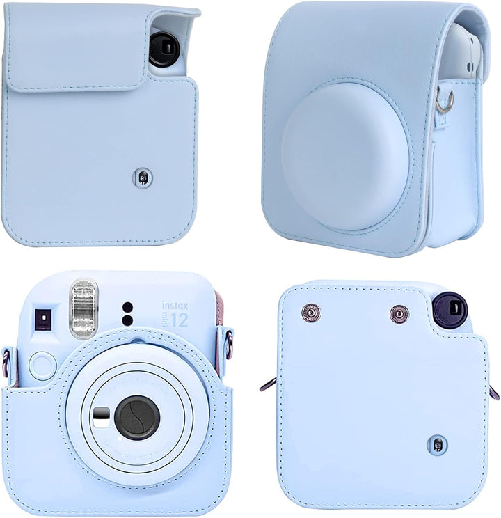 Crefotu Tasche Hülle mit 256 Taschen Fotoalbum für für Fujifilm Instax Mini 12 Sofortbildkamera (Bla