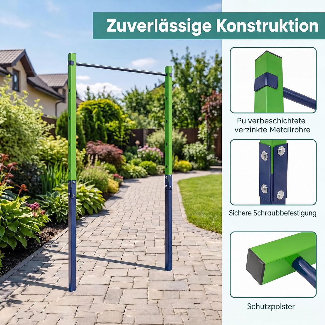 GYMAX Outdoor Klimmzugstange höhenverstellbar, Klimmzugstation Metall | Klimmzugstation Metall Kraft