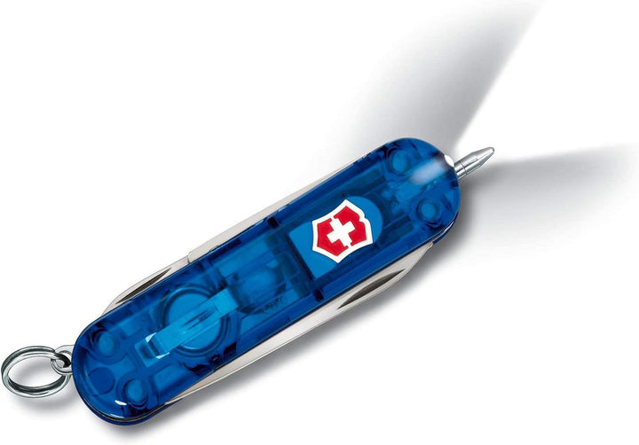 Victorinox Taschenmesser Signature Lite (7 Funktionen, Kugelschreiber, LED-Licht) Blau Transparent,