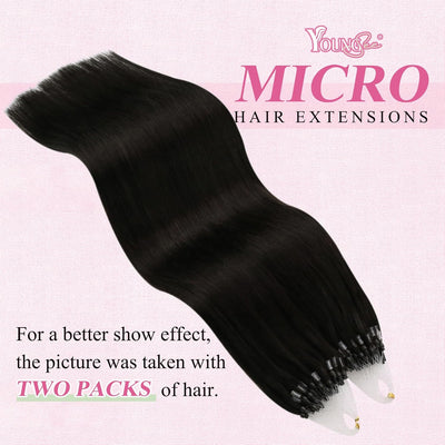 YoungSee Extensions Echthaar Microring Braun 40cm Microring Extensions Echthaar 1g Micro Ring Hair E