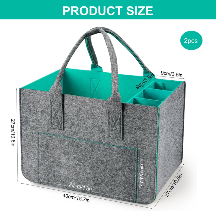 2 Stück 30L Gross Filztasche Einkaufstasche mit Fächern, Faltbar Filztaschen Shopper mit Stabile Hen