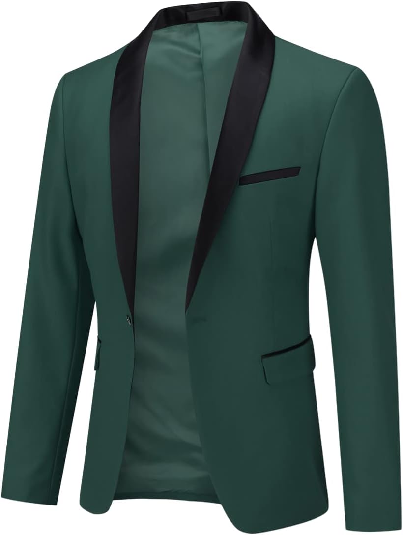 YOUTHUP Sakko Herren Slim Fit Schalkragen Anzugjacke 1 Knopf Tuxedo Jacke für Hochzeit Freizeit M Gr