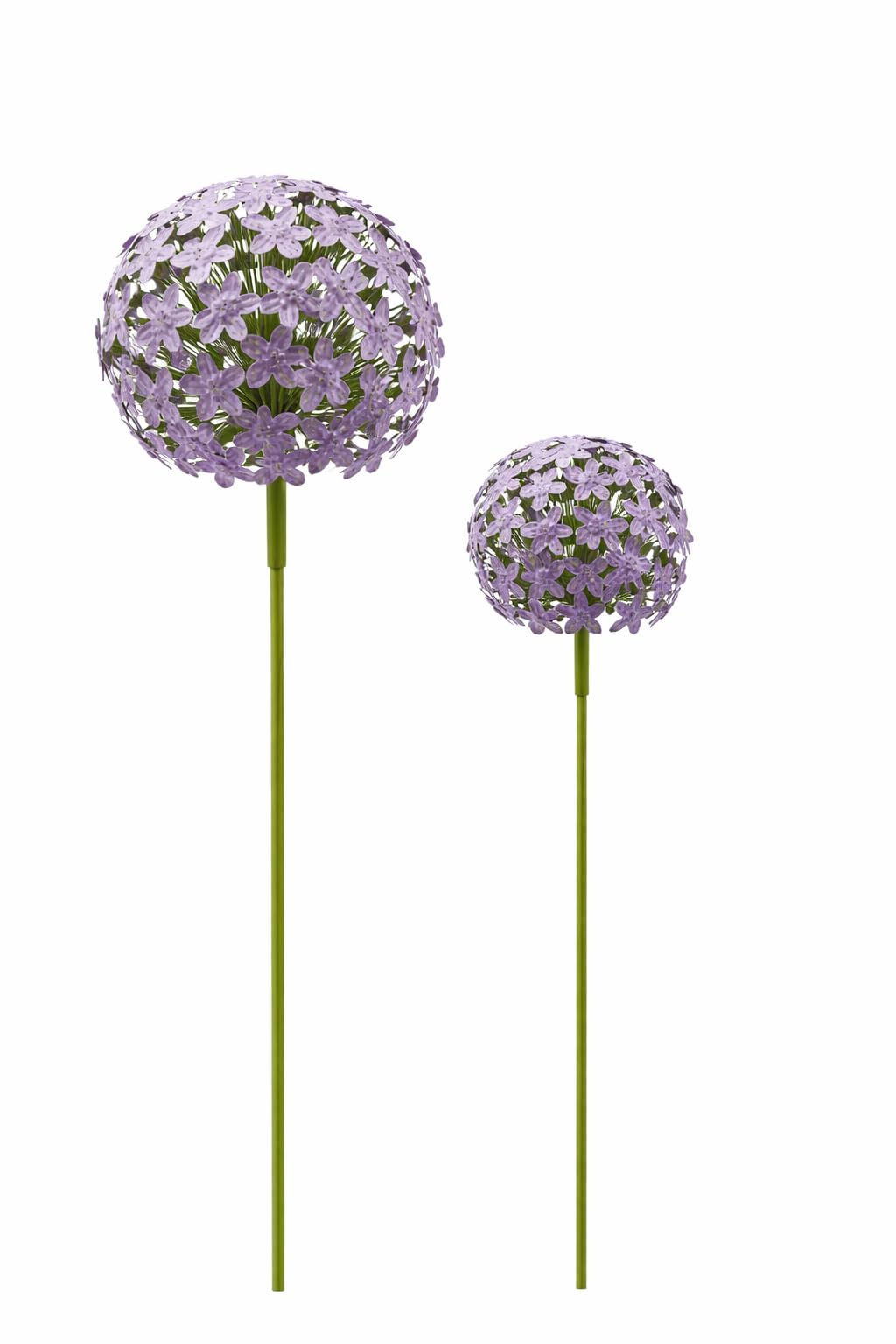 Allium Gartenstecker | 16x16cm &amp; 20x20cm | 2er Set | Purple violett Metall | Gartendeko | Rankhilfe