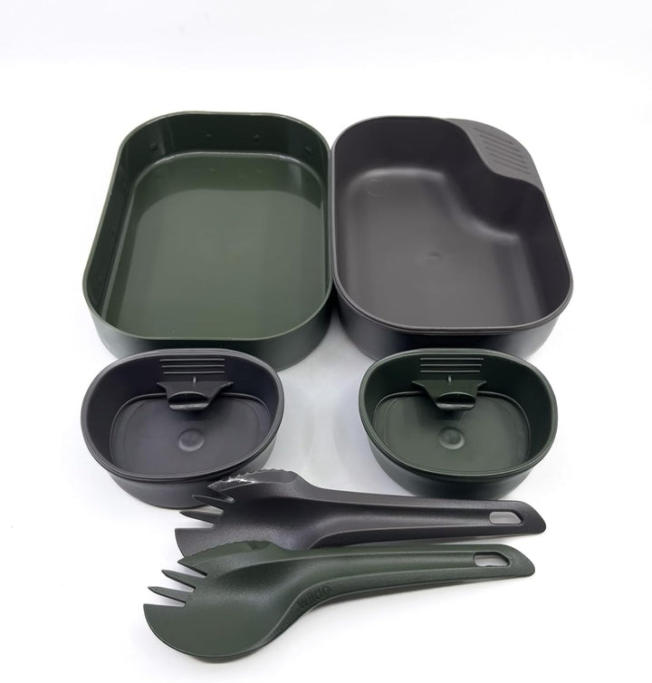Wildo Wildo CAMP-A-BOX DUO Outdoor Army Geschirr Besteck Überleben Camping Set Olive Green/Dark Grey