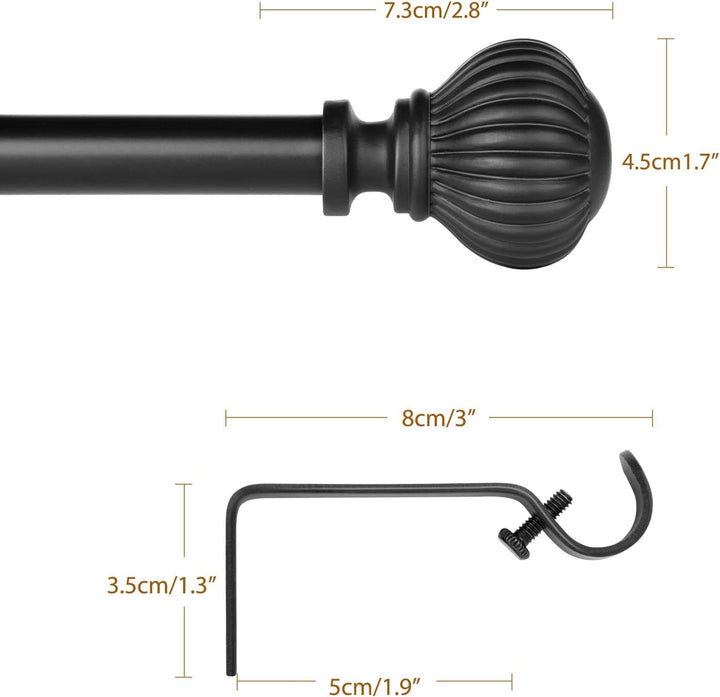 SZXIMU Gardinenstange ausziehbar Vorhangstange schwarz,71-122cm mit kugelförmigem Kürbis-Endstück 10