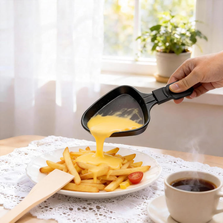 Kosmosta Pfännchen Mini 4 Stücke Antihaftbeschichtet Grill Pfännchen Dreieck Mini Raclette Grill mit