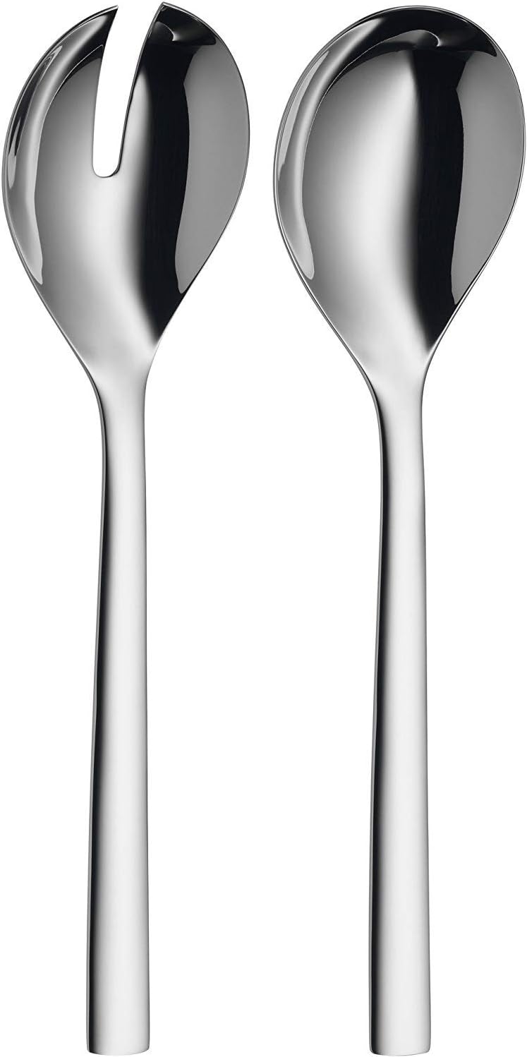 WMF Nuova Salatbesteck Edelstahl 25 cm, klein, Salatgabel und Servierlöffel, Cromargan Edelstahl pol