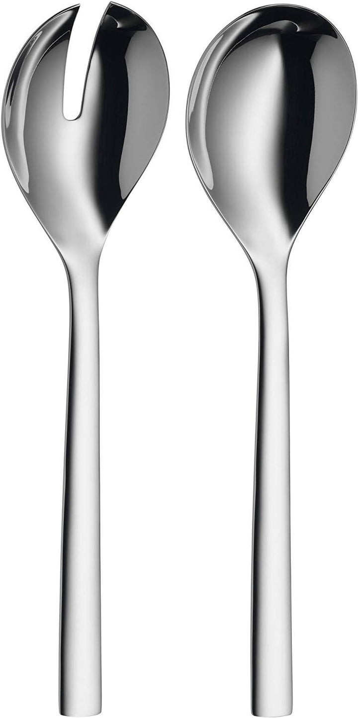 WMF Nuova Salatbesteck Edelstahl 25 cm, klein, Salatgabel und Servierlöffel, Cromargan Edelstahl pol