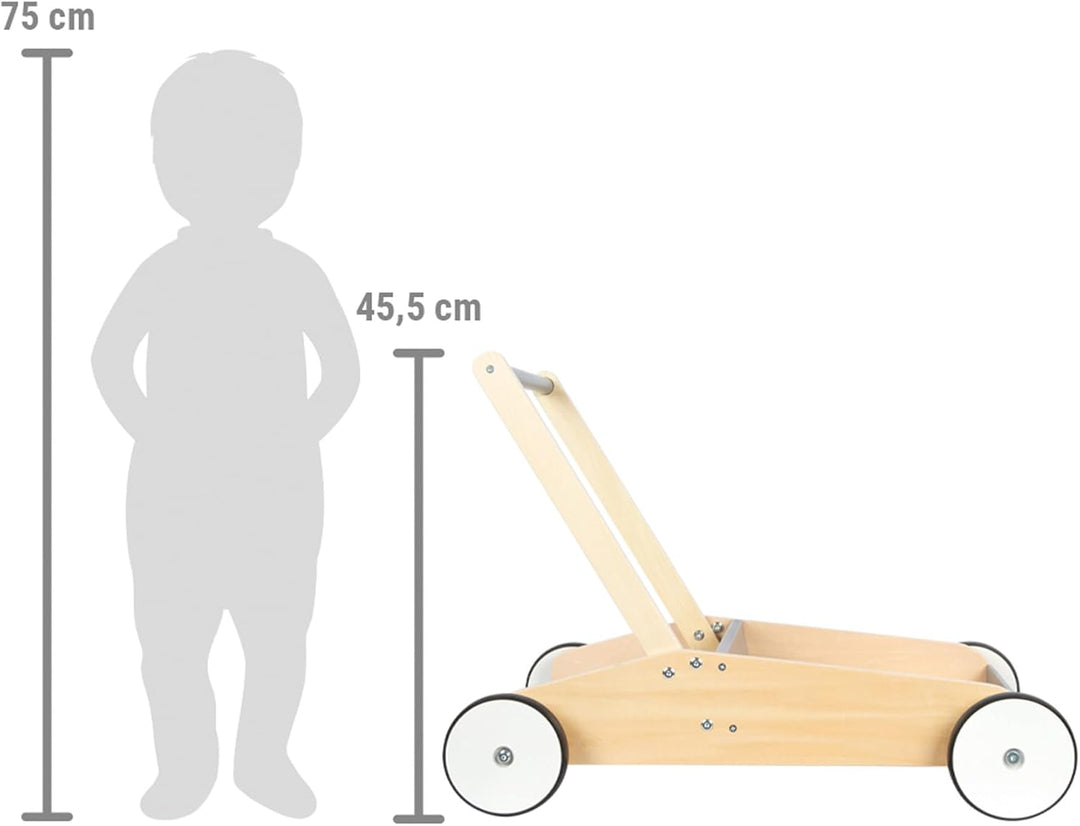 small foot Lauflernwagen Schiefergrau, robuster Schiebewagen aus Holz, mit grosser Ladefläche, ab 12