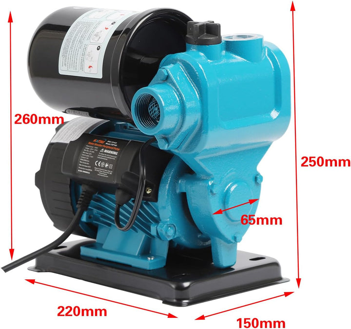 KATSU Wasserpumpe Hauswasserwerk Gartenpumpe 130W, Abschaltautomat mit einstellbarer Druckregelung,