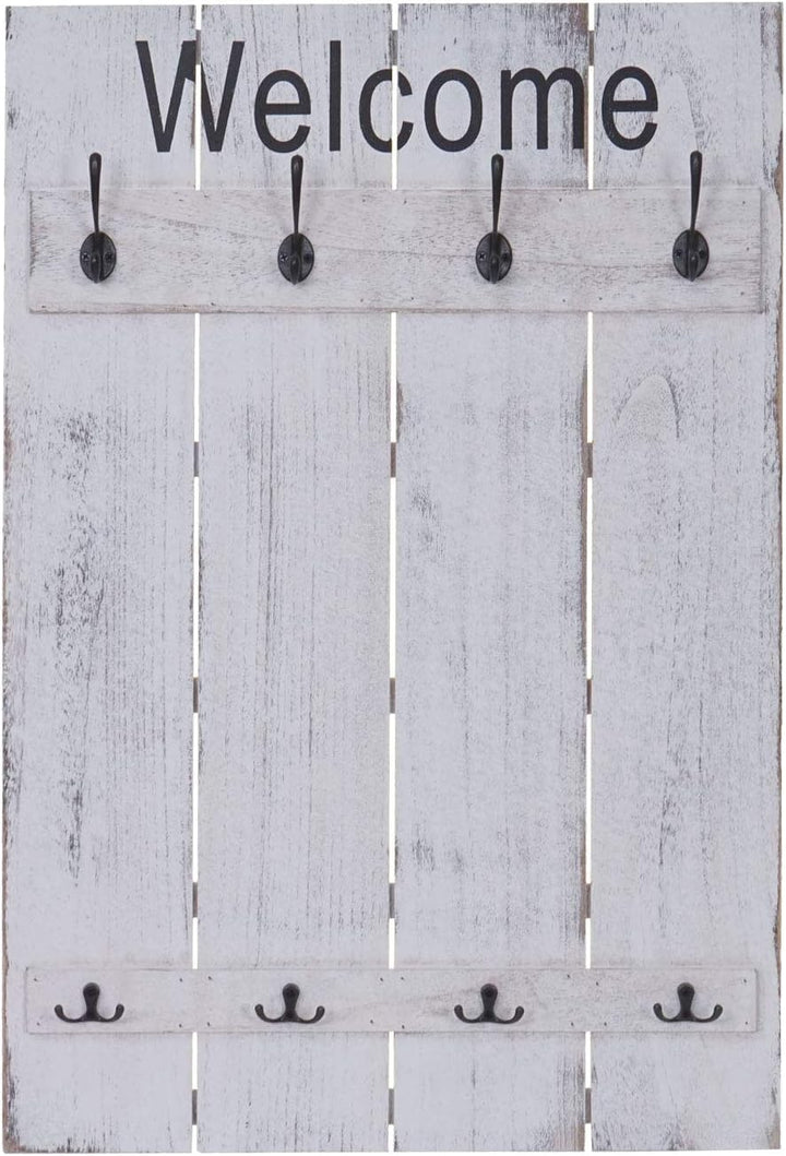Mendler Wandgarderobe HWC-C89AM Welcome, Garderobe Garderobenpaneel, Shabby-Look Vintage, 91x60cm -